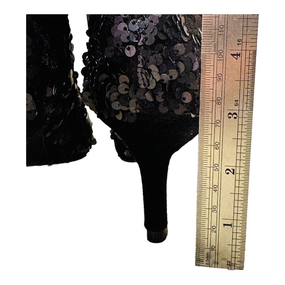 Zara Sequin Fabric / Velvet Ankle Boots - Black - Picture 8 of 15